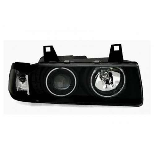 Кристални фарове Angel Eyes BMW E36 (1991-2099) 4d sedan - черни