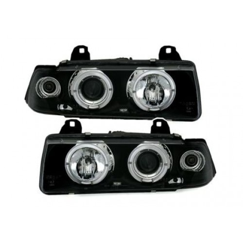 Кристални фарове Angel Eyes BMW E36  (1991-2099) 2D coupe - черни