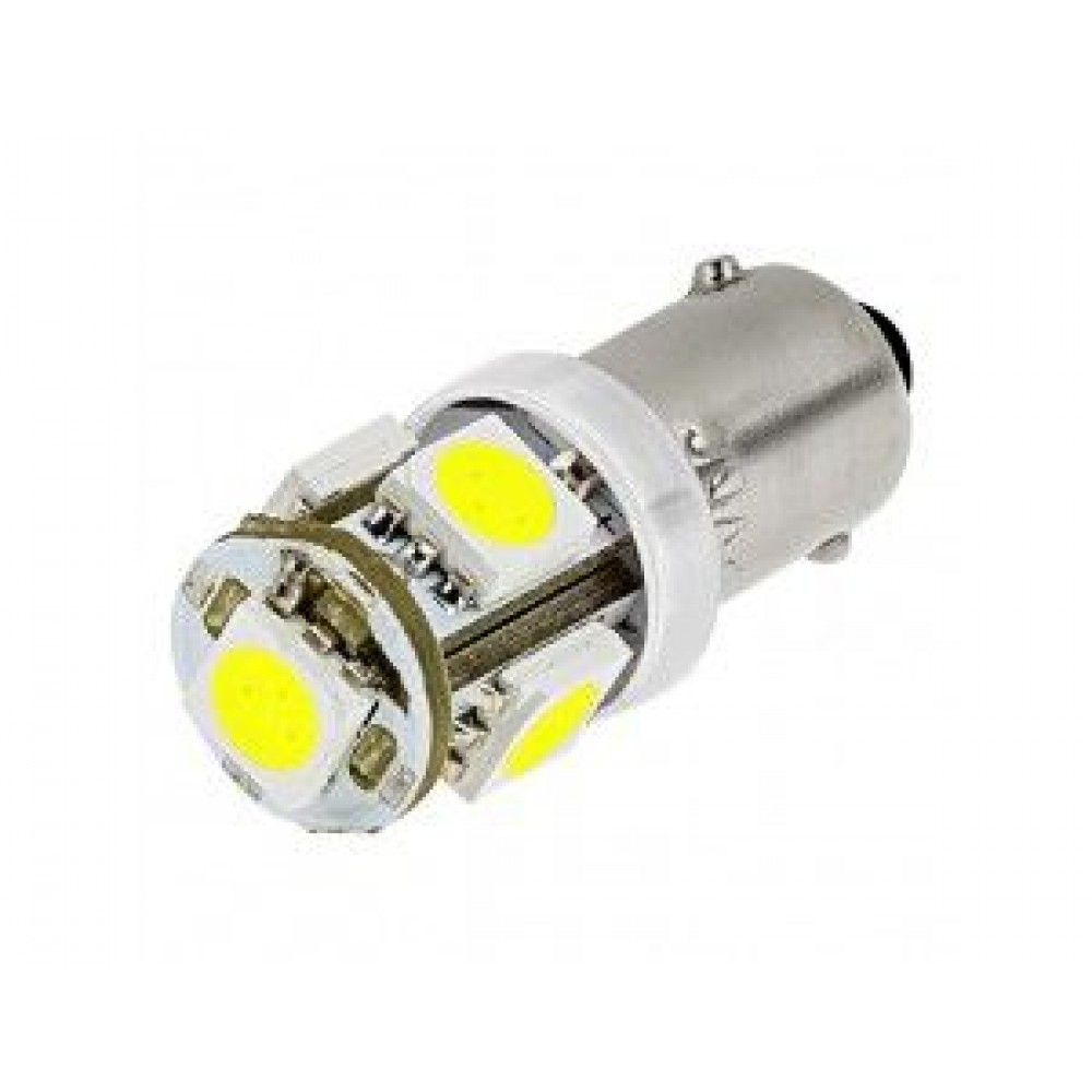 Лед крушки тип BA9 с 5 SMD диода 5000K срещуположни