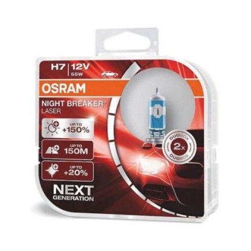 Халогенна крушка Н7 - Osram Night Braker Laser +150% - 2бр. блистер