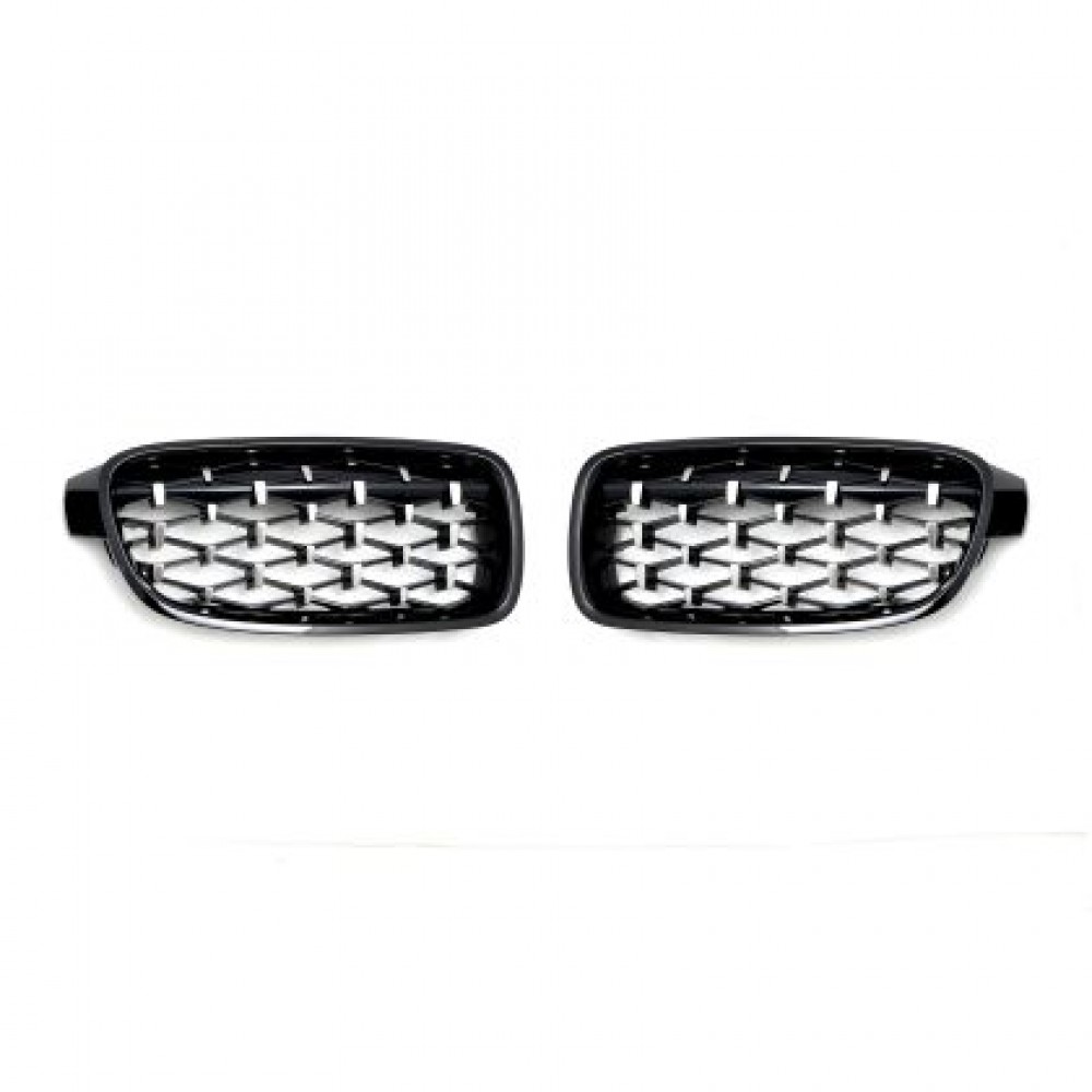 Решетки за BMW F30 (2011+) - Гланц - Diamond Design - хром / черно