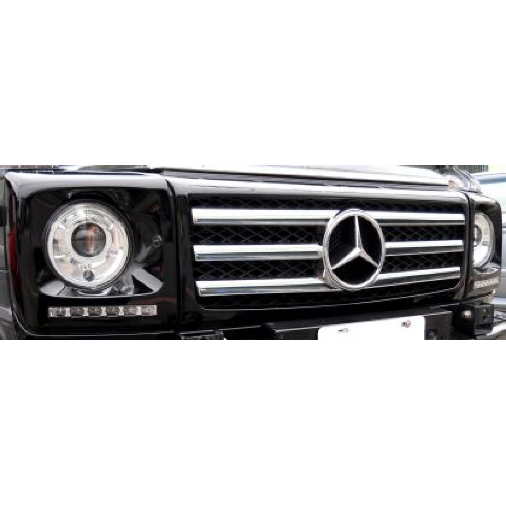 Дневни светлини за Mercedes W461 / W463 G-CLASS (1989-2010) - сребристи с хромирани дневни светлини
