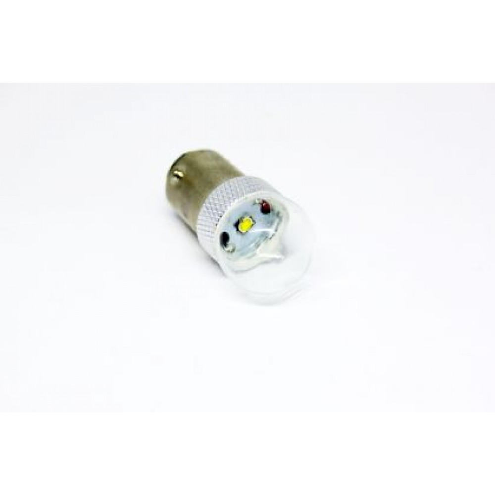 Диодна крушка BA15S с 5W CREE диод в стъклен балон единична светлина Жълт