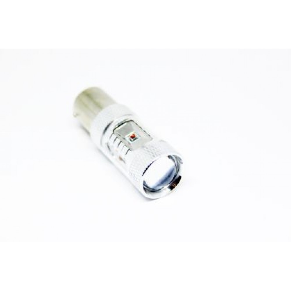Диодна крушка BA15S с 6 х 5W CREE диода и лупа единична светлина жълта
