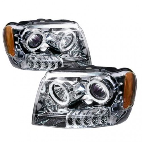 Кристални фарове Angel eyes Jeep Grand Cherokee (99-05) - хром 
