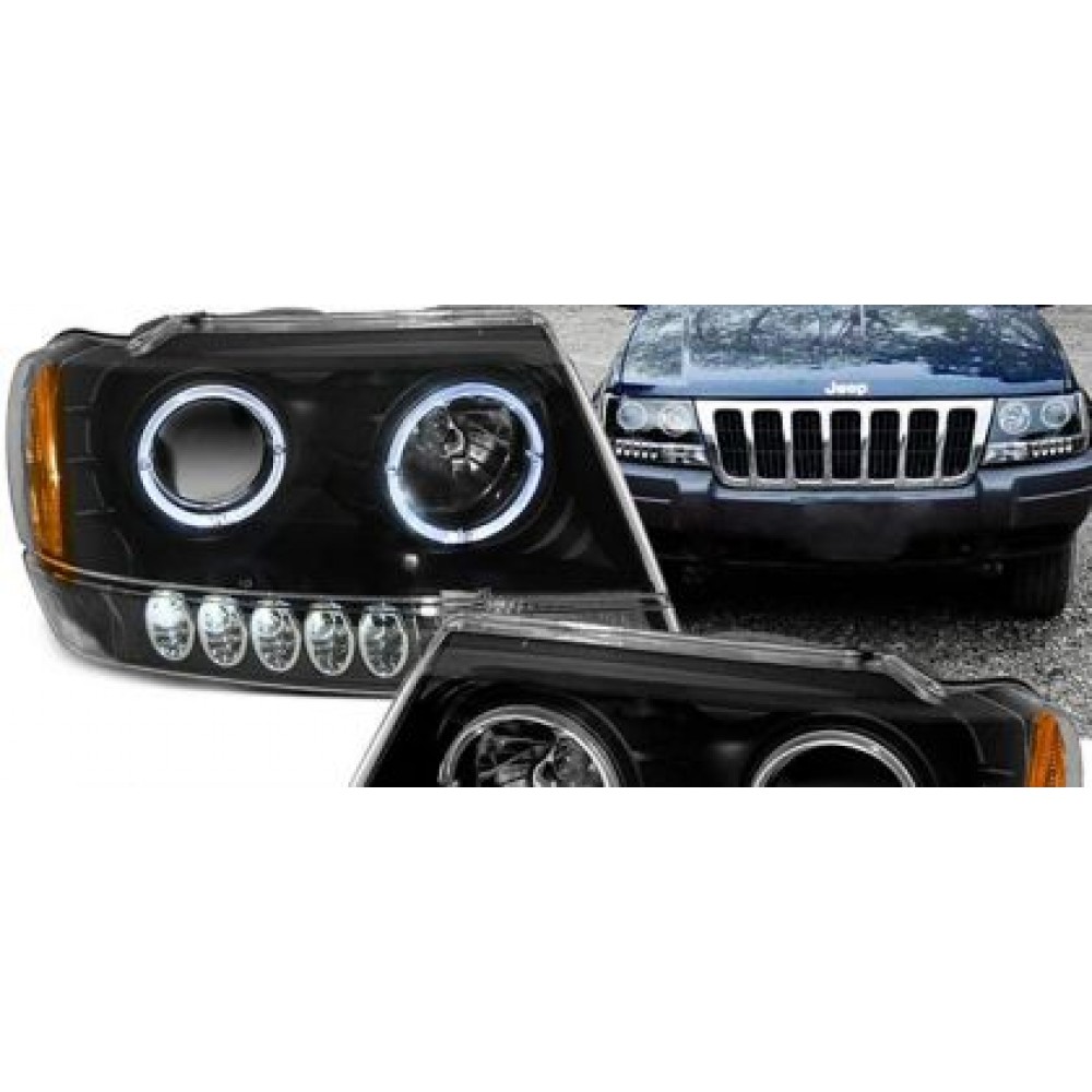 Кристални фарове  Jeep Grand Cherokee (1999-2005) - черни