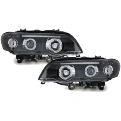 Кристални фарове  Angel Eyes BMW X5  (99-03) - черни