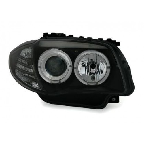Кристални фарове за BMW E87 / E81 Angel Eyes (2004-2011) - черни