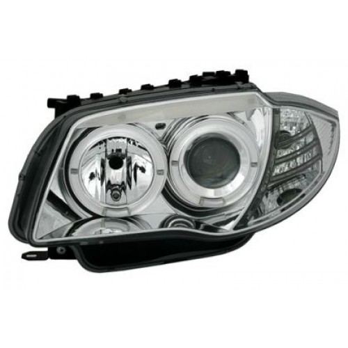 Кристални фарове за BMW E87 / E81 Angel Eyes (2004-2011) - хром