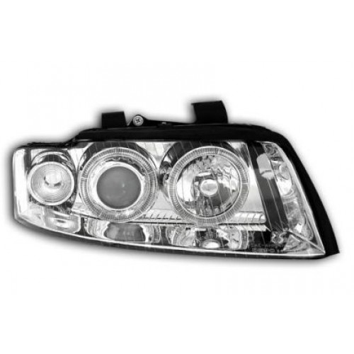 Кристални фарове за Audi A4 Angel Eyes (2001-2004) - хром