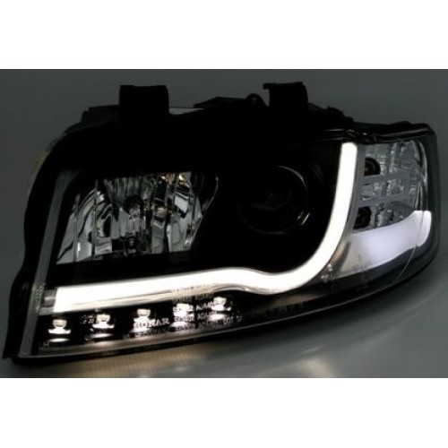 Кристални фарове за Audi A4 B6 Lightbar Design (2001-2004) - черни