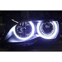 Тунинг фарове за BMW E46 седан (1998-2001) - черни с led ангелски очи 